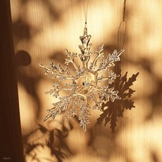 식물시간 snow crystal ornament 크리스마스 트리 장식 아크릴 투명 눈송이 오너먼트, 1개