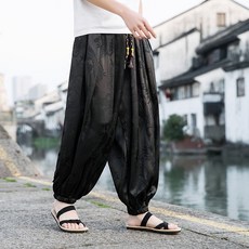 남성 개량 한복 바지 밴딩 계량 레그 팬츠 생활한복 와이드 절복