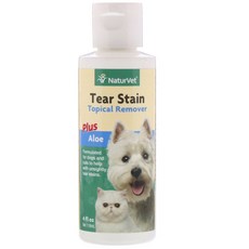 네이처벳 NaturVet 눈물 자국 토피칼 리무버 플러스 알로에 반려견 및 반려묘용 4 fl oz(118 ml)