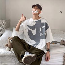 소울샵 반티 드렌드 남자 뚱보 빅사이즈 와이드 루즈핏 여름 옷 힙합 트렌드 커플룩 티셔츠