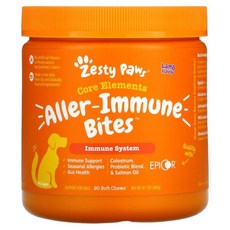 제스티 파우 반려견용 Aller-Immune Bites 면역 체계 모든 연령 양고기 맛 소프트 츄 90정 360g 12.7oz (for PET), One Color, One Size