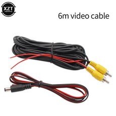 카플레이 자동차 후면보기 카메라 RCA DC 와이어 6m 비디오 케이블 차량용 리버스 멀티미디어 모니터 연장 코드 액세서리, black, 없음