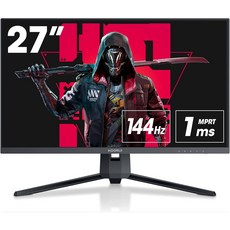 KOORUI 27인치 게이밍 모니터 27E1QA QHD 2560×1440/VA 무광택/144Hz/1ms/FreeSync 호환/G-SYNC 호환/기울기 조절 가능 게임 모니터 HDM