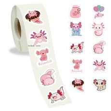 키재기스티커 포장 어린이용 스티커 Axolotl 동물 도롱뇽 500pc 롤 팩 작은 귀여운