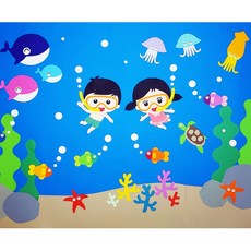 여름환경판 바다 물놀이 바다속 어린이집 유치원 교실 게시판 꾸미기 환경구성 알림판