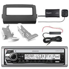 Kenwood KMRD772BT Single DIN Marine CD Bluetooth Radio SiriusXM Tuner Kit Enock Harley Dash Kit H, 1