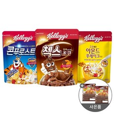 켈로그 시리얼3종 (오곡첵스초코340g+콘푸로스트300g+아몬드푸레이크300g)+미니시리얼60g, 1개