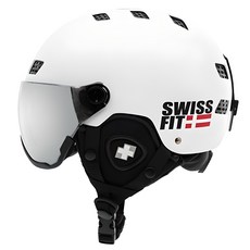 swissfit 滑雪雪板遮陽板安全帽護目鏡一體型, 白色, 1個