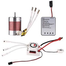 RCRunning 3650 4300KV 4P 3.175mm 샤프트 브러시리스 모터 방수 60A ESC 콤보 세트 프로그래밍 카드 110, One Color_One Size, One Color_One Size, One Color
