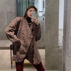 겨울 가을 클래식 레오파드 모직코트 여성 슬림핏 핫한 투수영복