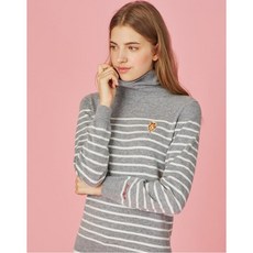 헤지스 20FW [러브미] 그레이 퍼피자수 울혼방 니트 HSSW0D783G2