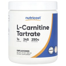 Nutricost l-카르니틴 타르타르산염 무맛 250g(8.9oz), Nutricost l-카르니틴 타르타..., 250g, 1개
