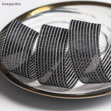 Kewgarden 1 "1.5" 4cm 25mm 1cm 스트라이프 리본 수제 테이프 DIY 코사지 Hairbow 액세서리 포장 웨빙 10 야드, 검은색, 40mm, 1개