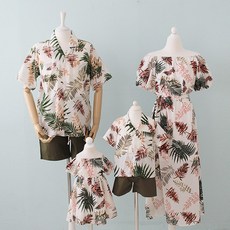 엔젤린 하와이안 패밀리룩 야자수 모녀커플룩 가족시밀러룩 남매룩 셔츠 여행가족티