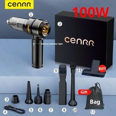 CENRR 강력한 휴대용 무선 진공 청소기 자동차 에어건용 스커션 998000PA, 100w Black, 1개