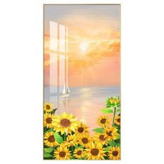 YANGTA DIY 캔버스 다이아몬드 큐빅 그림 5D 다이아몬드 큐빅 십자수 40x80cm 재부 해바라기