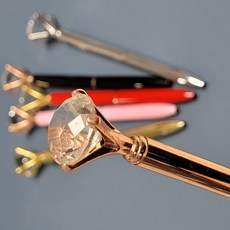 해피엠 다이아몬드 럭셔리 골드 다이아 볼펜, 리필심 추가, 블루, 로즈골드 핑크