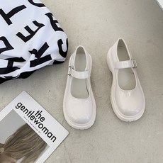 KORELAN 마리진 여성화 슬림형 미니 구두 여성 빈티지 블라인드 잉글리시 데이지 jk 신발복고 구두 여 굵은 굽 벨트 단추 일계 신발마리 진 두꺼운 바닥 싱글 신발 송