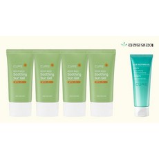 김정문알로에]최신상 큐어 아쿠아 선젤크림 4개+대용량 수딩크림, 없음, 상세설명 참조