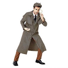 fanituhan 할로윈 셜록 홈즈 명탐정 탐정 모자 코트 세트 SHERLOCK Sherlock · Holmes 성인 남성 코스프레 의