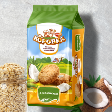 Korovka овсяное печенье со вкусом кокоса 190 г, 1 шт.