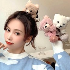 {레오넬} 큐트 빅 곰돌이 털방울 퍼 곱창 / 밍크 슈슈 곱창 / 뽀글이 곱창 인형 헤어밴드