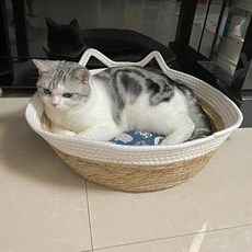  고양이대형화장실 고양이 침대 짚으로 고양이모래매트특대형, 45cm 