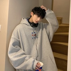 가을 레터링 스마일 루즈핏 후드 빅사이즈 A025-W178-P50 컨트롤68