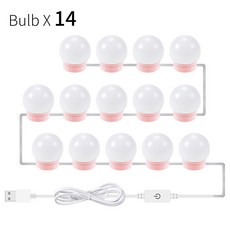 조명거울 LED거울 화장대 램프 12V USB 할리우드 메이크업 드레싱 테이블 전구 미국, 8) 14 Bulbs Pink - Nature Whit - 무아스거울