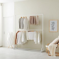카멜드 아기 옷 행거 2단 이케아 유아 어린이 키즈 베이비 스탠드 옷걸이, 화이트