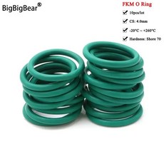 FKM O 링 CS 4mm OD 14 ~ 100mm 씰링 개스킷 절연 오일 고온 저항 불소 고무 O 링 녹색 10 개, 30) OD 44mm ID 36mm - 10pcs -