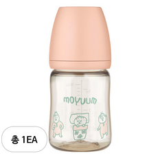 모윰 PPSU 올인원 오구오구 에디션 젖병 젖꼭지 1단계, 코랄핑크, 170ml, 1개