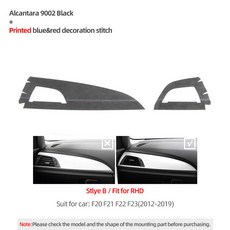 BMW 자동차 인테리어 대시보드 패널 계기판 트림 커버 M 퍼포먼스 스티커 액세서리 알칸타라 제작 F20 F2 F22 F23, 9002 Black B RHD