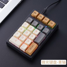  디지털 기계식 키보드 청축노트북 외장 작은 키보드 재무회계 수납 RGB 컴퓨터 USB 미니, 마이크로 광택 청축(PBT 열승화 키캡), 01 블루 스위치 