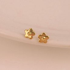 닻별 14K 골드 클러버 콩알 귀걸이