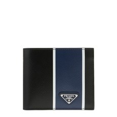 [프라다]20FW 2MO513 2FAF F011E 블랙 블루포인트 사피아노 삼각로고 반지갑