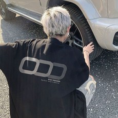림블리 HB7011 순면 남녀공용 나염 프린팅 오버핏 박스핏 반팔티셔츠