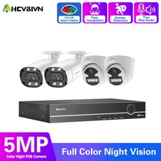 영어 매뉴얼 8CH 4K 초고화질 CCTV NVR 시스템 5MP 야간 보안 카메라 키트 반구/총알 카메라 영상 양방향 오디오 모니터링 카메라, 없다, 미국 플러그, 8채널 NVR 4종 세트 카메라, 1개
