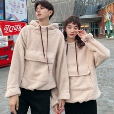 뽀글이 후리스 집업 남녀공용 후드티 기모 빅사이즈 오버핏 양털 커플템 스웨터 겨울 데일리 패션