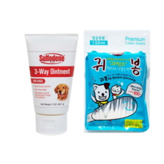 강아지 고양이 상처 연고 + 동물용 면봉 세트 설포딘 에티펫, 1세트, 56.7g