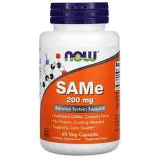 NOW Foods SAMe 200 mg 60 베지 캡슐, NOW Foods SAMe 200 mg 60 베..., 1개, 60정
