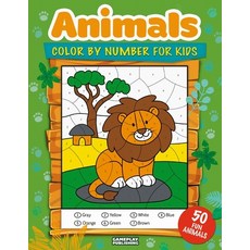 Animals Color By Number For Kids: 50 Animals Including Farm Animals Jungle Animals Woodland Animal... Paperback, Gameplay Publishing