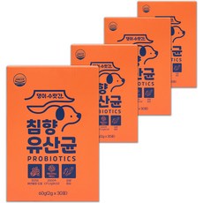  강아지 고양이 유산균 4세대 프로바이오틱스 설사 구토 변비 댕이수랏간 침향 유산균 (2gx30포), 4개 