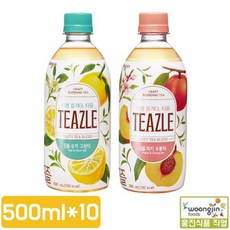 [웅진식품] 티즐 블렌딩티 500ml*10 (피치우롱티/유자그린티), 10개