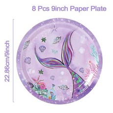 인어 벌집 장식 식기 작은 생일 파티 바다 밑 샤워, 15. 9inch plate