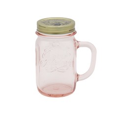 보르미올리 드링킹자 핑크 유리병 과일청 잼병, 1개, 475ml