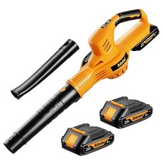 20V 무선 낙엽 송풍기 150MPH 휴대용 배터리 2개 및 충전기 포함 마당 잔디 관리 정원 파티오 진입로 청소용 가변 속도 소형 전기 송풍기 161463, 옐로우-2 배터리
