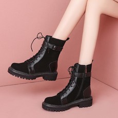 CATAFED 카 타 피 드 키스 백 리 고양이 얼 가죽 마 틴 부츠 여자 중 숏 영 륜 스 몰 사이즈 라이 더 레이