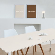 프리미엄 양면 가죽 방수 식탁보 테이블보 식탁매트, 70x120cm, 아이보리/브라운
