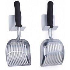 Scoop Monster Silver Cat Litter Scooper with Easy Grip Soft Foam Ergo 짧고 튼튼한 손잡이와 빠른 체질을위한 초대형 붙지, 단일옵션